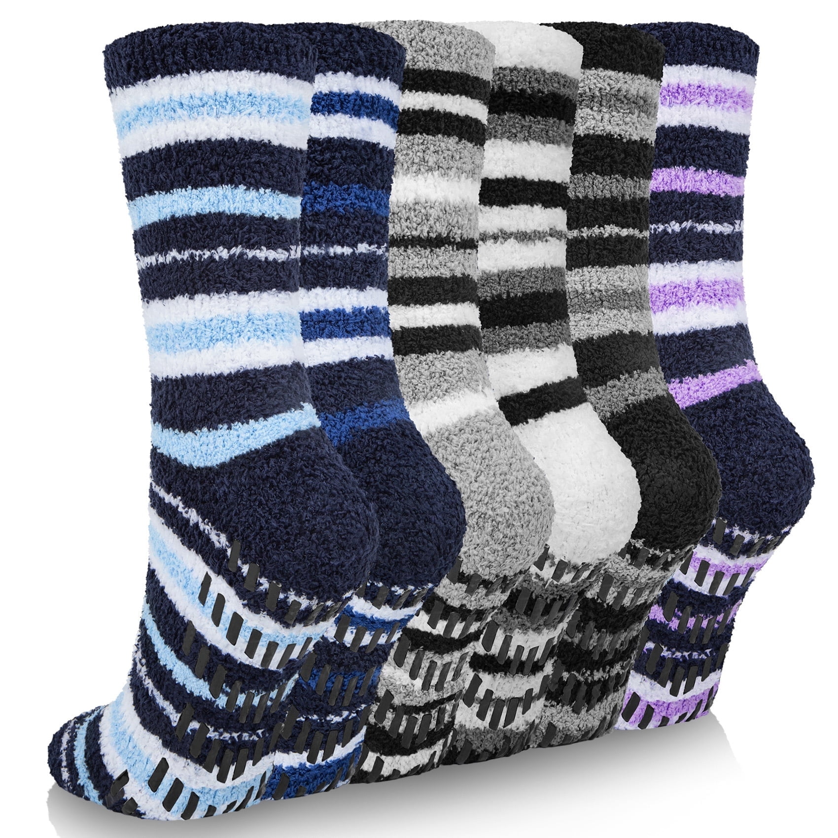 KOITHOT 6 Pack Men Fuzzy Socks Warm Winter Soft Fluffy Cozy Slipper Fleece Socks for Men