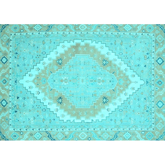 Ahgly Company Indoor Rectangle Oriental Light Blue Modern Area Rugs, 6' x 9'