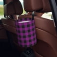 thumbnail image 5 of Naloa Purple Black Plaid Car Trash Can Garbage Car Accessories Trash Can Car Waste Bin for for Driver and Passenger Any Vehicle, 5 of 7
