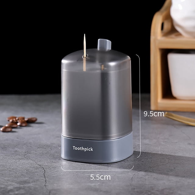 Oleegame 1PC Stainless Steel Cutlery Set Automatic Pop-up Toothpick Box Holder Container Portable Toothpick Dispenser Gray