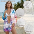 thumbnail image 4 of Renewold Womens Beach Cover Up Shirt Button Down Shirt Long Sleeve Beach Blouses Bathing Suit Cover Up with Pocket Lightweight Comfy Swimwear, Blue Purple White Galaxy Print, L, 4 of 7
