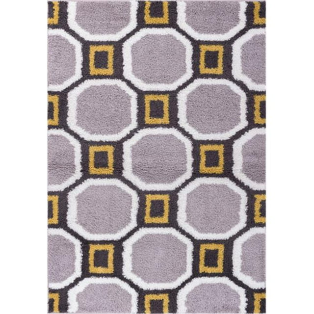 Well Woven 70664 Madison Shag Tiergarten Helix Rug&44; Gris & Or - 3 Pi 3 Po x 5 Pi 3 Po
