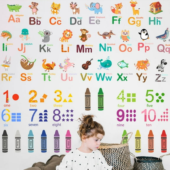 STOBOK Wall Sticker Learning Alphabet Number Wall Sticker PVC Educational Tool Nurseries 1 Set
