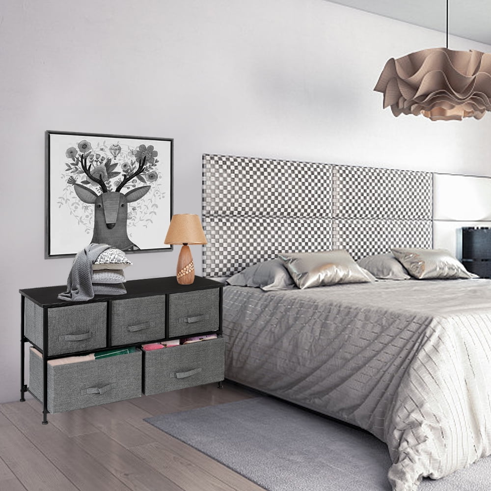 Lowestbest 2-Tier Drawer Dresser, Dresser Drawer Organizer 5 Drawers, End Table Storage Cabinet, Easy Pull Fabric Bins, Wooden Side Table for Bedroom, Hallway, Entryway Furniture, Gray Lowestbest 2-Tier Drawer Dresser, Dresser Drawer Organizer 5 Drawers, End Table Storage Cabinet, Easy Pull Fabric Bins, Wooden Side Table for Bedroom, Hallway, Entryway Furniture, Gray