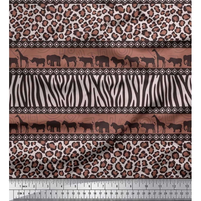 Soimoi Polyester Crepe Fabric Animal Skin & Animals Group Decor Fabric Printed Yard 42 Inch Wide