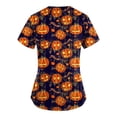 thumbnail image 3 of Camisa de uniforme médico de manga corta con cuello en V y temática de Halloween para mujer con estampado de calabaza, 3 of 3