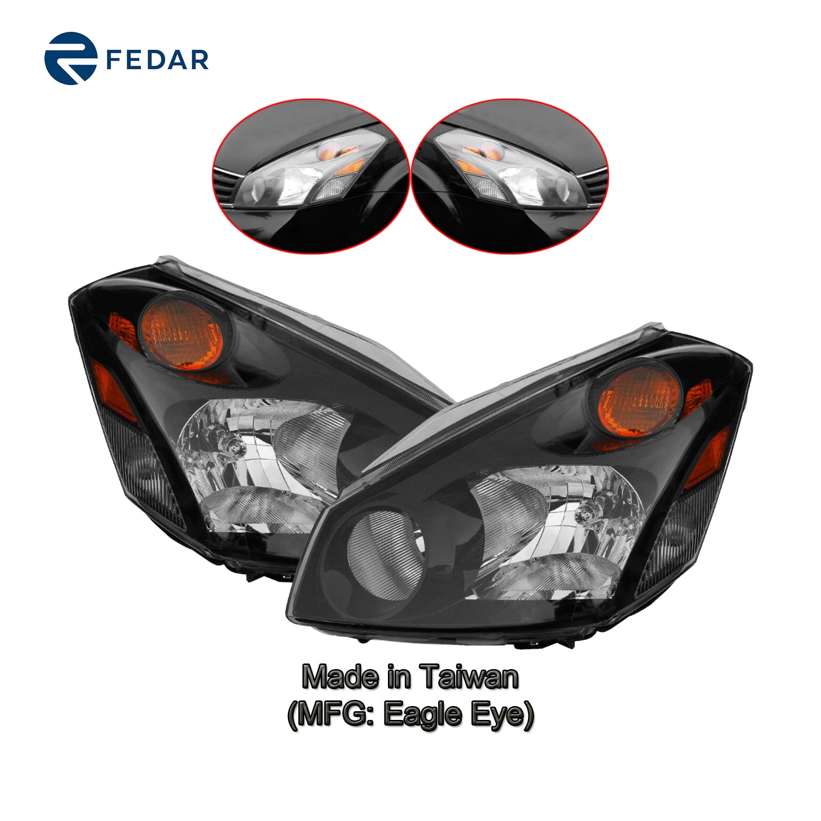 Headlight Lamp Compatible with Nissan Quest 2004 2005 2006 2007 2008 2009 Pair Set
