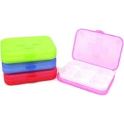 Honbay 4PCS 6 Compartments Waterproof Plastic Pill Organizer Box Case for Daily or Travel Use