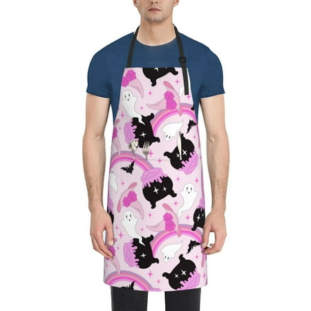 

Vsdgher Pink Girl Halloween Waterproof Apron with 2 Pockets Kitchen Chef Aprons Bibs for Grooming Cooking Baking Painting Gardening