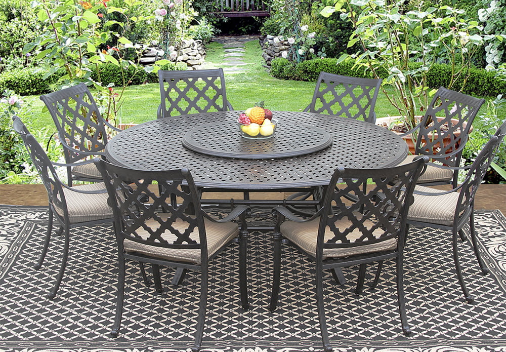 Round Outdoor Dining Table Set For 8, Big Round Outdoor Dining Table