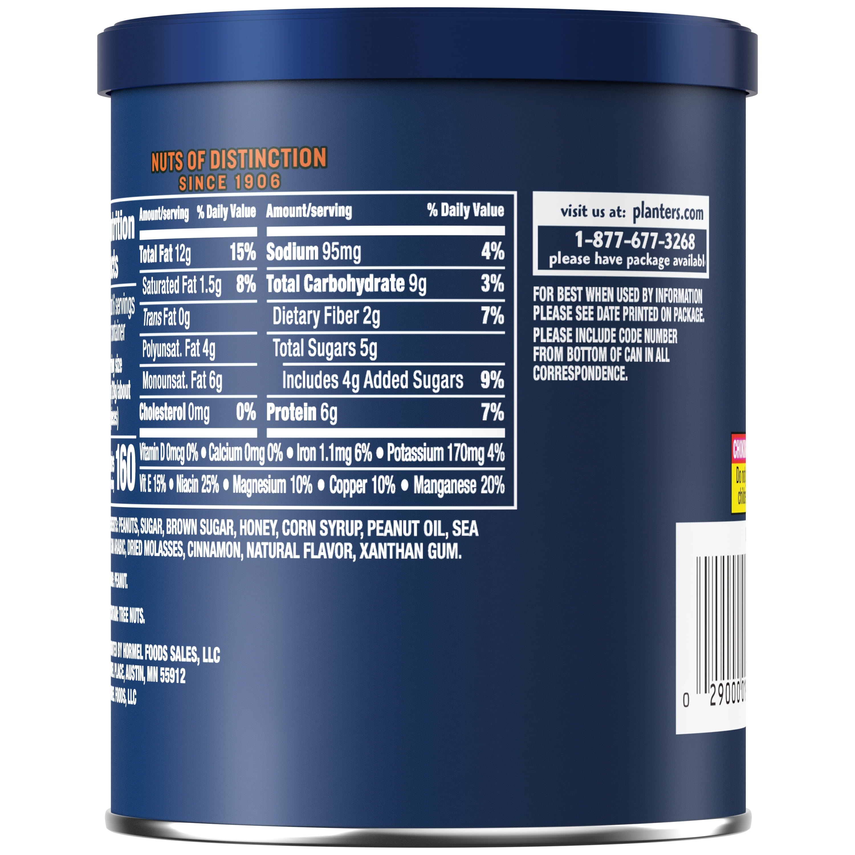 PLANTERS Salted Caramel Peanuts, Sweet and Salty Snacks, Plant Based Protein, 6 oz Canister