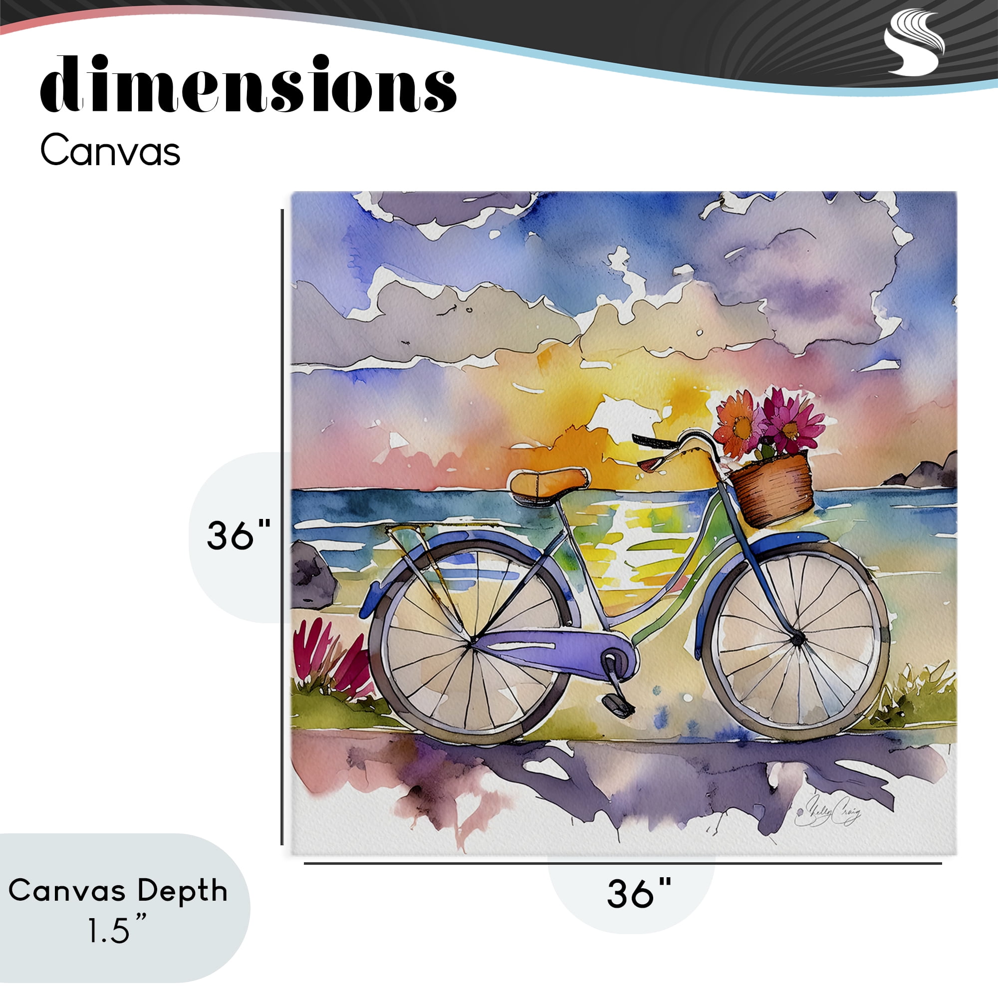Stupell Industries Bicycle By The Seaside Canvas Wall Art, design by Shelly Craig