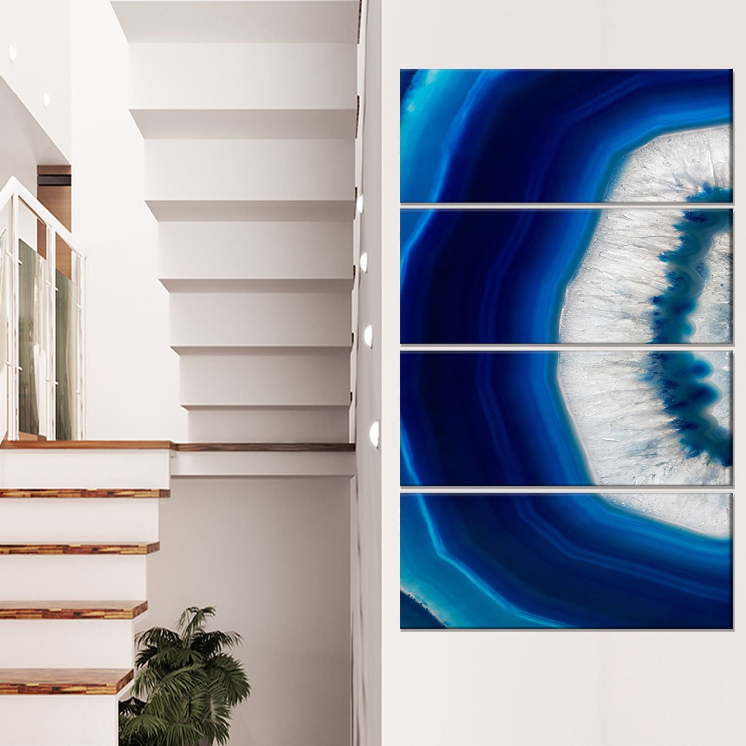 Design Art Blue Agate Crystal Abstract Digital Art Canvas Print