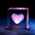 thumbnail image 4 of EIMELI EIMELI Faux Crystal Cube Wooden Stand Transparent Creative Design Heart Shape Cloud Glowing Cube Sculpture for Home, 4 of 9