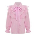 thumbnail image 3 of REDARER Kids Girls Long Sleeve Party Blouses Kids Elegant Ruffled Button Down Shirts School Tops,Size:3-4 Years, 3 of 7