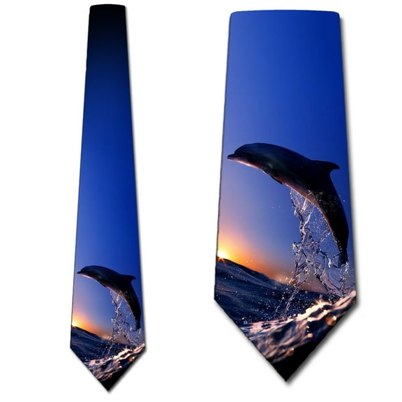 Animal Ties Mens Ocean Sunset Dolphin Necktie by Three Rooker