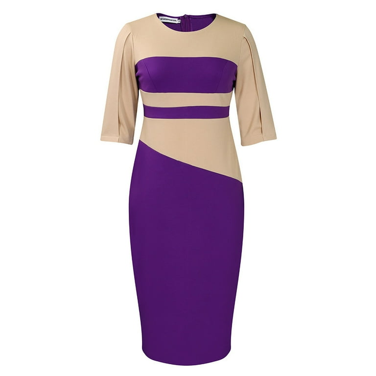 Colorblock 3/4 Sleeve Sexy Plus Size Bodycon Dresses Colorblock 3/4 Sleeve Sexy Plus Size Bodycon Dresses