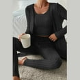 thumbnail image 5 of sususu Two Piece Sets for Women,Matching Set Knit Tracksuit Set with Comfortable Crewneck Top and Jogger Pants for a Soft Stretchy Outfit Ideal for Wear and Use Featuring Ribbed - Black, 5 of 8