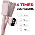 thumbnail image 5 of Hair Waver Crimper, Curling Iron Hair Crimper Waver, Beach Waves Curling Wand, Ionic Deep Waver Hair Curler Tool with Ceramic 3 Barrel for Women, Dual Voltage, Anti-Scald, 1.25 Inch (Purple), 5 of 8