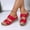 Red, variant on Women's Adjustable Hook‑and‑loop Wedge Slide Sandals, Non‑slip Platform Open‑toe Slip‑on Summer Casual Outdoor Walking Shoes White 36