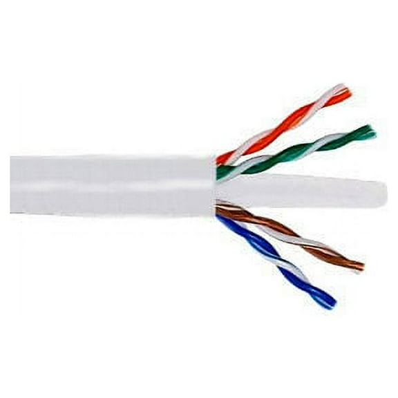 Kentek 1000 Feet FT CAT6 UTP Solid Bulk Cable 24 AWG 550 MHz Category 6 Unshielded Twisted Pair PVC Jacket Ethernet RJ45 Network Internet Cord Wire White