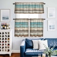 thumbnail image 2 of Farmhouse Blue Grey Brown Kitchen Curtains Sets for Windows 24 Inch Length, Vintage Ombre Wooden Rod Pocket Window Treatments Tier Curtains and Valances Set for Bedroom/Bathroom, 2 of 8