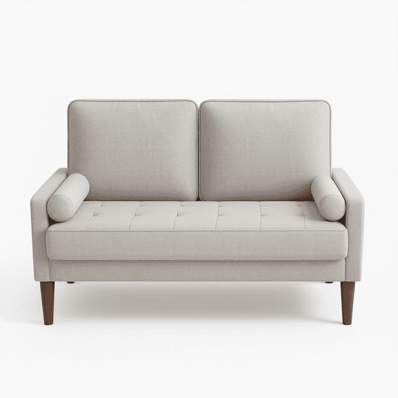 LRAIN 48" Loveseat Sofa, Small Couch with Solid Wood Legs, Ash Beige