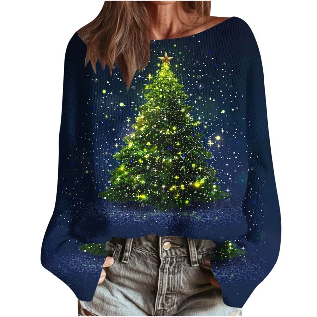 Birdeem Chandail de Noël pour Femmes, Col Rond Manches Longues, Mode Automne 2026, Crochet, Vêtements d'Automne pour Femmes