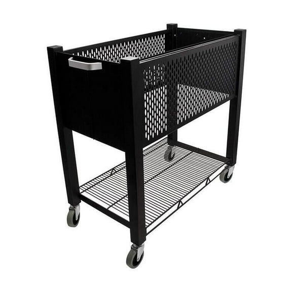 File Cart - Mobile Rolling Storage Cart - Black Steel Organizer - 15" x 28.5" x 27.75"
