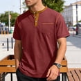 thumbnail image 5 of CBASIHI Henley Shirts for Men with Pocket- Classic Summer Short Sleeve Fashion Casual Mens Lightweight T-Shirt Wine Size S, 5 of 9