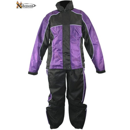 Xelement RN4764 Womens Black/Purple 2-Piece Motorcycle Rain (Best One Piece Waterproof Motorcycle Suit)