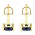 thumbnail image 4 of 1 Ct Heart Cut Studs Blue Sapphire 14K Yellow Solid Solid Gold Everyday Dainty Earrings Screw Back, 4 of 7