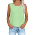thumbnail image 2 of FAVIPT Débardeurs en Coton et Lin pour Femmes Grande Taille à Rayures Col Ras du Cou Sans Manches Chemises Fluides Printemps Été T-Shirts Décontractés Vert Menthe, TTTG, 2 of 8