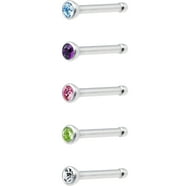 Nose Diamond Surgical Steel Body Jewelry 20 Gauge 3mm CZ Prong Set Push-In Threadless Nose Screw Nose Ring Nose Bone Stud Body Jewelry