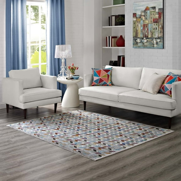 Modway Gemma Chevron Mosaic 8x10 Area Rug in Multicolored