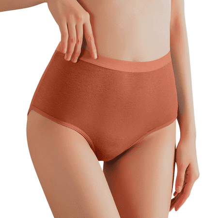 Fulorrnie Underwear for Women Plus Size High Waist Comfort Panties Cute Breathable Elastic Stretchable Panty Orange M