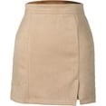 thumbnail image 2 of ReedCA Women's Basic Faux Suede High Waist A-line Mini Pencil Bodycon Skirt, 2 of 10