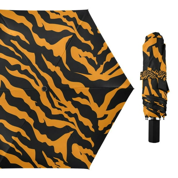 Tiger Print Compact Sun Umbrella Windproof Travel Umbrellas for Rain Strong Portable UV Protection