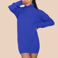 thumbnail image 2 of BangWanChi Long Sleeve Dresses for Women Fall Women Solid Color Lapel Loose Knit Long Sleeved Plus Size Senior Woolen Dress, 2 of 5