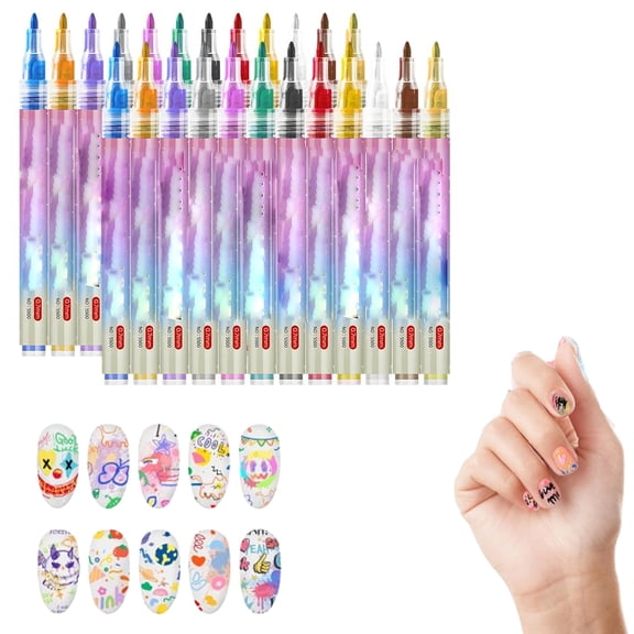 12 Colors Nail Art Pens Set, 2026 Upgraded Nail Art Markers for Kids, Quick Dry Long Lasting Nail Polish Pen, Ultra Thin Curve Diy Nail Doodle Pens