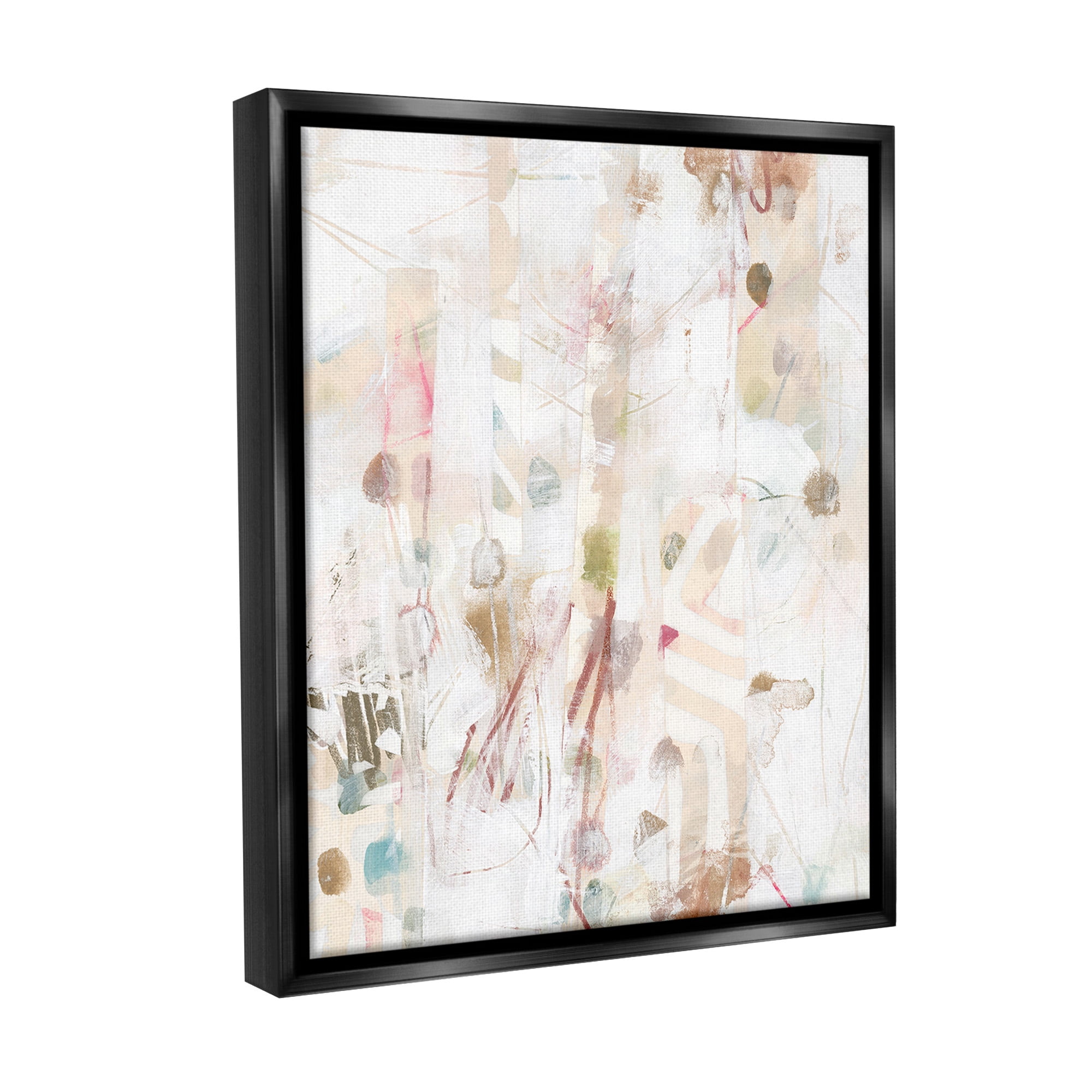 Stupell Industries Subtle Beige Pattern Abstract Painting Black Floater Framed Canvas Art Print Wall Art, 25 x 31