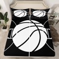thumbnail image 2 of Homewish Cartoon Basketball Print Full Size Sheets, Black Grey Stripes Line Bed Sheets, Sport Theme Sheet Sets, Luxury Bedroom Decor, 4-Piece, 2 of 7