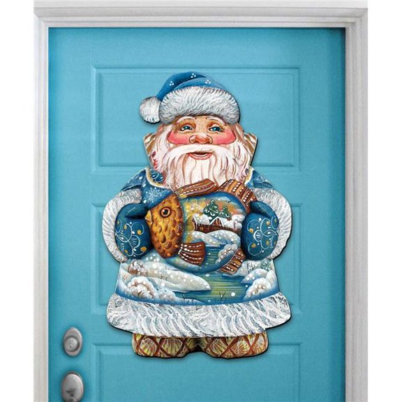Gold Fish Santa Christmas Door Hanger