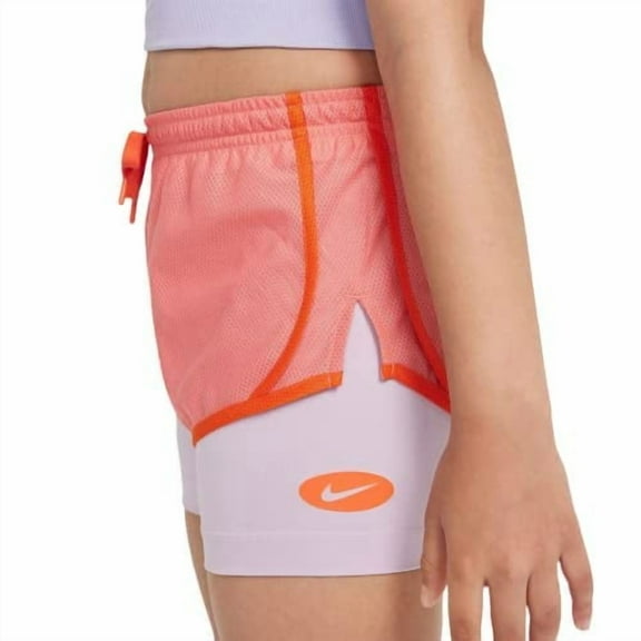 Nike Girls' Dri-FIT Tempo 2-in-1 Training Shorts (Pink Salt) (as1, Alpha, x_l, Regular)
