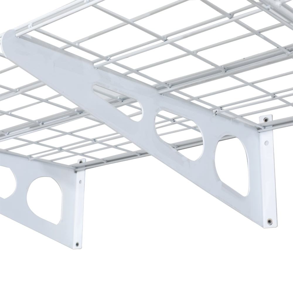 Kepooman Wall Mounted Heavy Duty Shelf Floating Garage Storage Rack, 24" x 72", White Kepooman Wall Mounted Heavy Duty Shelf Floating Garage Storage Rack, 24" x 72", White