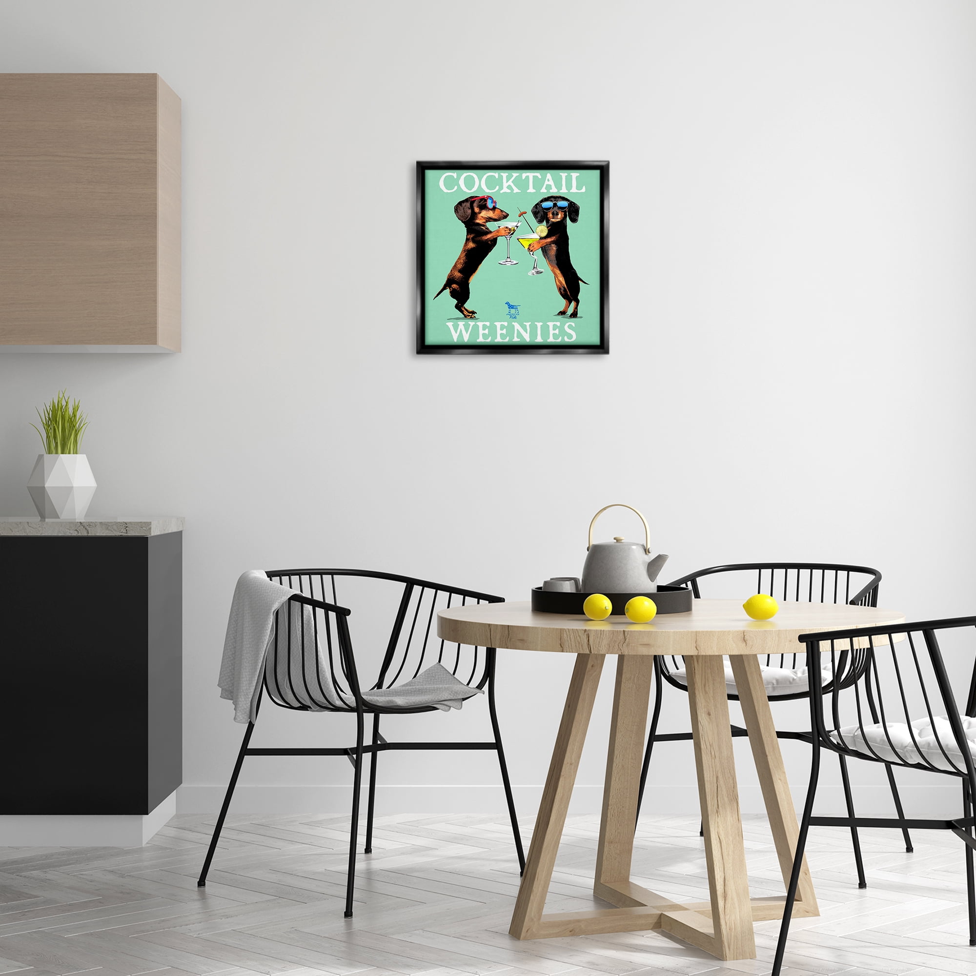 Stupell Industries Flashy Cocktail Weenies Food & Beverage Painting Black Floater Framed Canvas Art Print Wall Art, 18 x 18