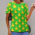 thumbnail image 6 of Duck Pattern Green Background Women's T-Shirt Short Sleeve T Shirts Tops Tee Ladies Loose T, 6 of 6