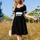thumbnail image 2 of ATEEZ Logo (Blanco) Vestido de manga corta Vestidos para vestidos de fiesta de boda para ocasis oficiales tendencia de ropa de mujer 2025, 2 of 6