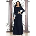 thumbnail image 3 of KOH KOH Long Sleeve Modest Fall Winter Elegant Evening Flowy Empire Waist Full Floor Length Cocktail Formal Tall Pleated Maxi Dress Gown Abaya For Women Dark Navy Blue Medium US 8-10 NT009, 3 of 7