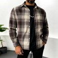 thumbnail image 2 of WRKEKC Plaid Shirt Men Long Sleeve Button-Down Flannel Shirts Casual Turn-Down Collar Loose Fit Daily Tops, 2 of 9